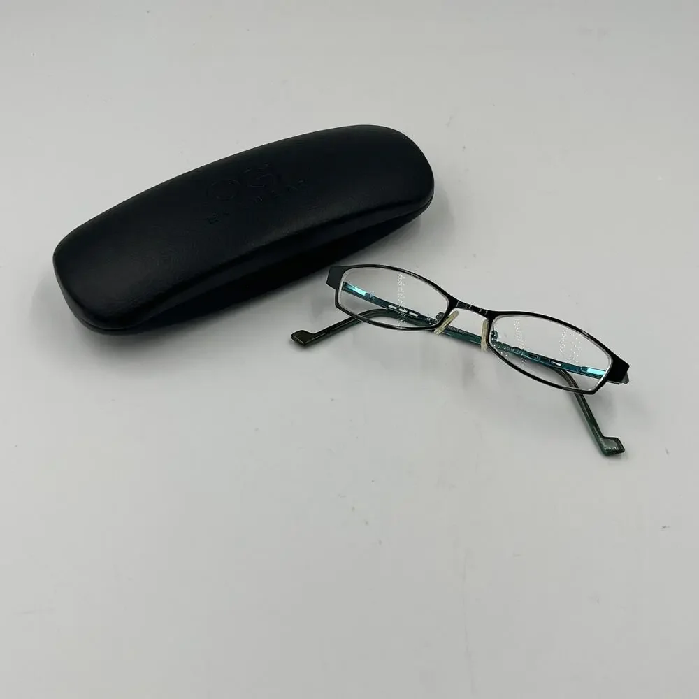OGI Eyewear Heritage Women's Metal Eyeglasses Black Teal Frames w/Case 2232